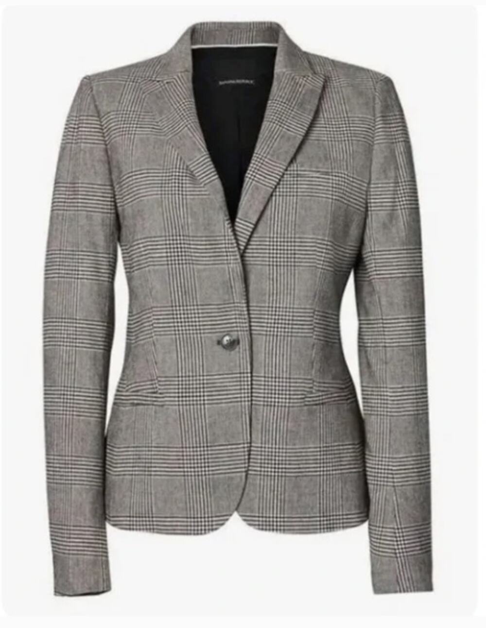 BANANA REPUBLIC Classic Fit Black & White Plaid Blazer // 4